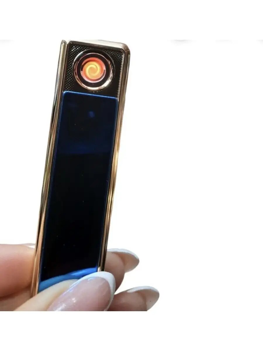 Пьезозажигалка безгазовая / USB зажигалка с круговой спиралью / синяя - фотография № 3