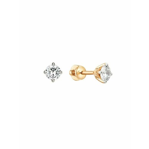 Серьги пусеты DINASTIA, красное золото, 585 проба, фианит, золотой