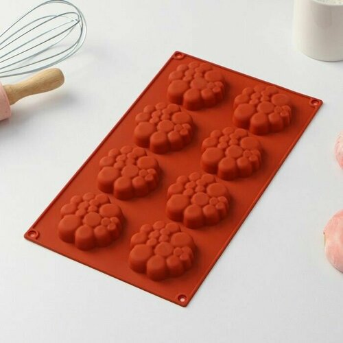 Форма силиконовая для выпечки Пузыри 29х17х15 см 6х6х15 см 8 ячеек цвет коричневый 624₽