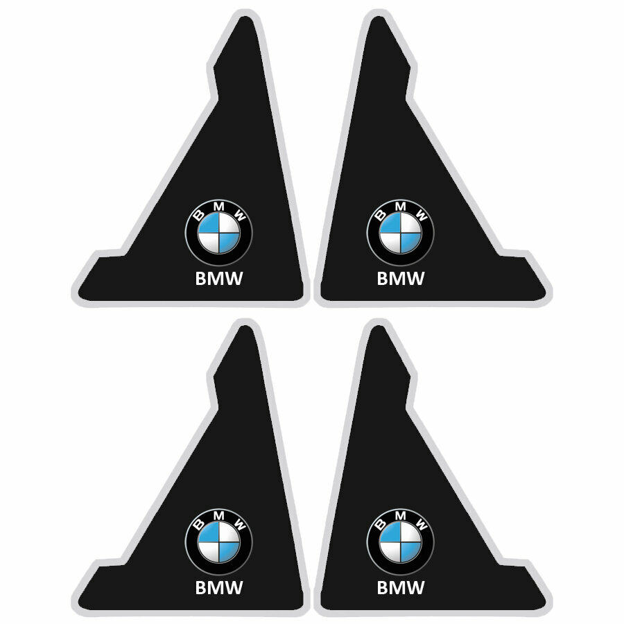 Защитные уголки на дверь автомобиля с логотипом BMW силиконовые черные, комплект 4 шт.