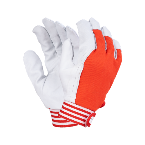Перчатки рабочие TETU кожаные комбинированные, белые с красным, размер 10, арт. 202