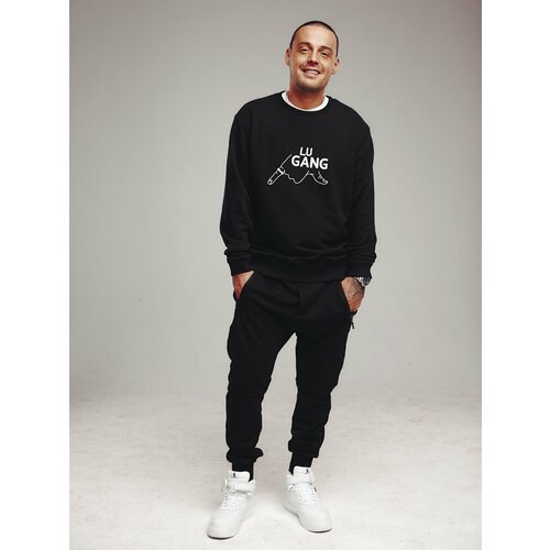 Свитшот LUGANG, силуэт прямой, средней длины, трикотажный, размер S, черный