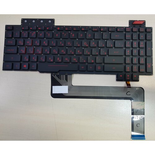Клавиатура для ноутбука Asus FX63VM, FX63VD, FZ63VM, FZ63VD, ZX63VD, FX503 черная, кнопки красные, с клавиатура для ноутбука asus fx503 zx63vd fx63 gl703 90nr0gp1 r31us черная с красной подсветкой
