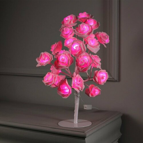 Luazon Lighting Светодиодный куст «Розы розовые» 45 см, 24 LED, постоянное свечение, 220 В, свечение тёплое белое