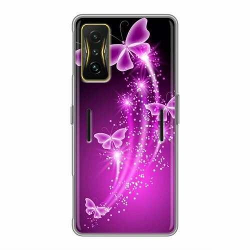 Дизайнерский силиконовый чехол для Сяоми Поко Ф4 ЖТ / Xiaomi Poco F4 GT Бабочки фиолетовые