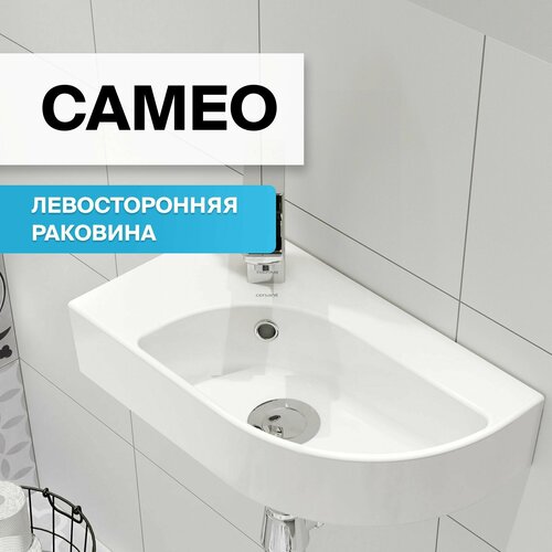 Раковина для ванной комнаты подвесная Cersanit CAMEO 45 (левостороння) белая, Гарантия 10 лет