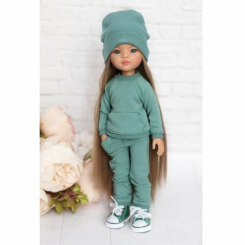 фото Комплект одежды и обуви для кукол paola reina 32 см (костюм, шапка, кеды), зеленый favoridolls