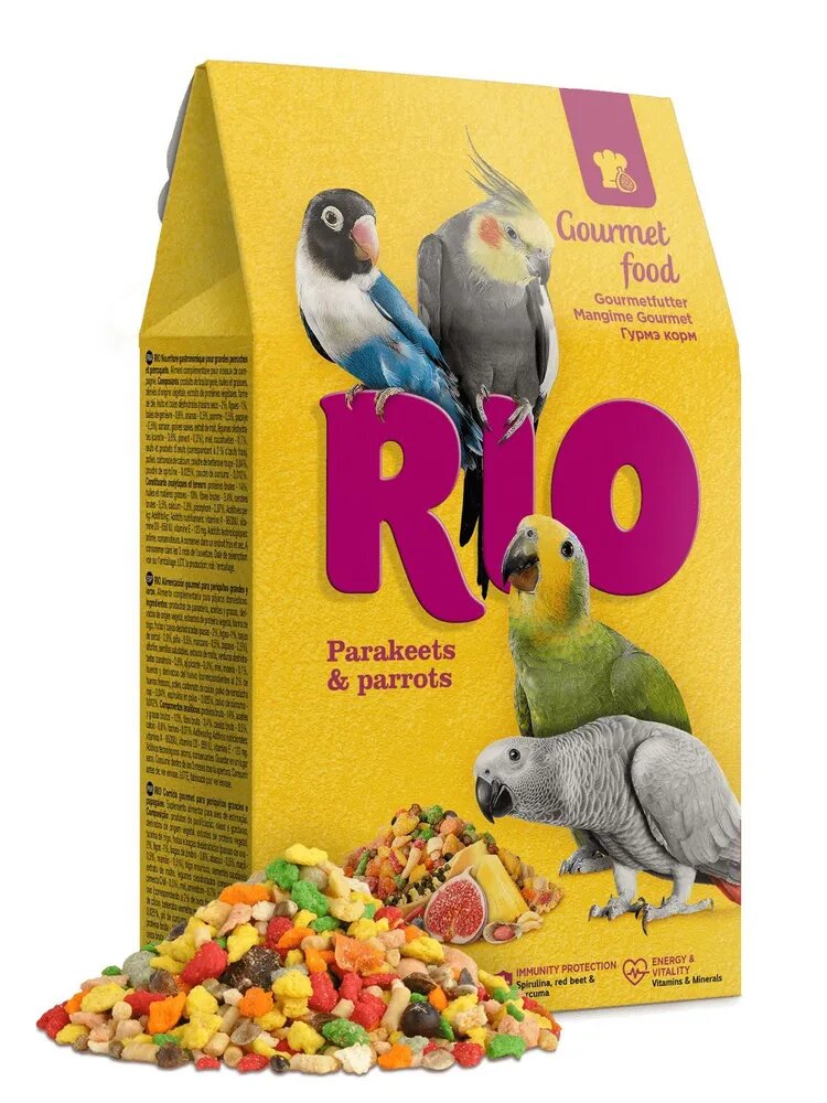 RIO Gourmet корм для средних и крупных попугаев Злаковое ассорти