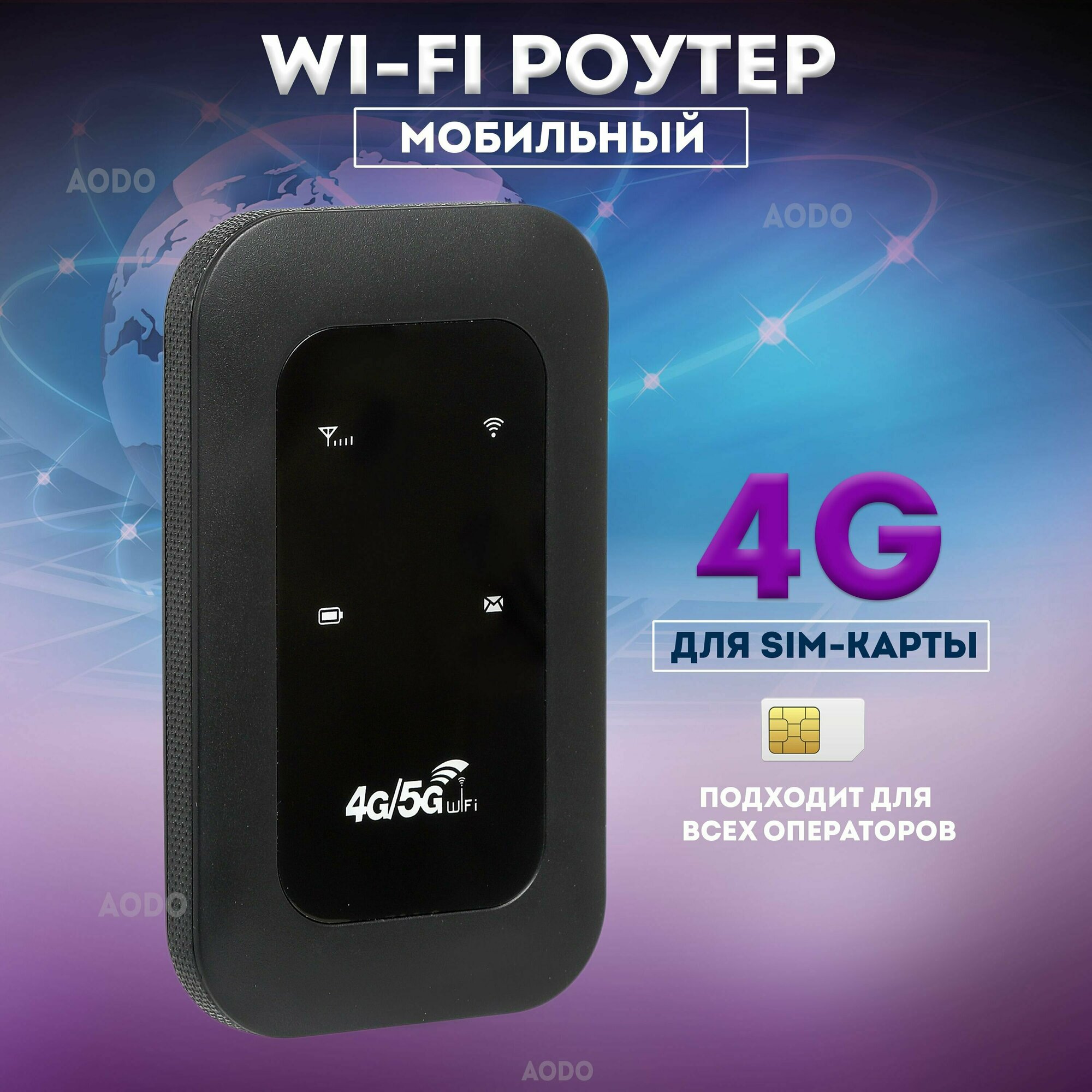 WI-FI роутер, мобильный модем 4G для сим карты AODO