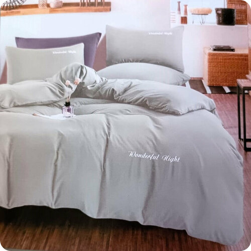 Постельное белье Евро комплект серый, размер евростандарт