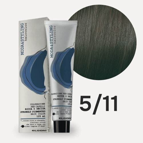 Изображение товара Крем - краска для волос профессиональная Elgon Moda&Styling 5/11 Светлый каштановый Насыщенный пепельный 125 мл