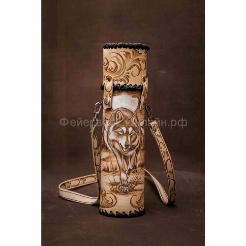 Термос Мастерская России в кожаном чехле, 1,2 л.