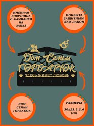 Ключница с фамилией именная "Дом Семьи Горбатюк" черный золотой