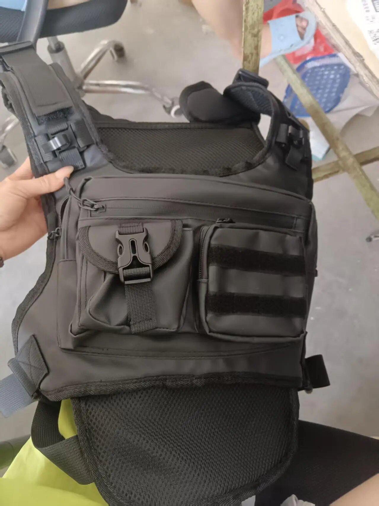 Тактическая нагрудная сумка из полиэстера, черный/зеленый/коричневый Black