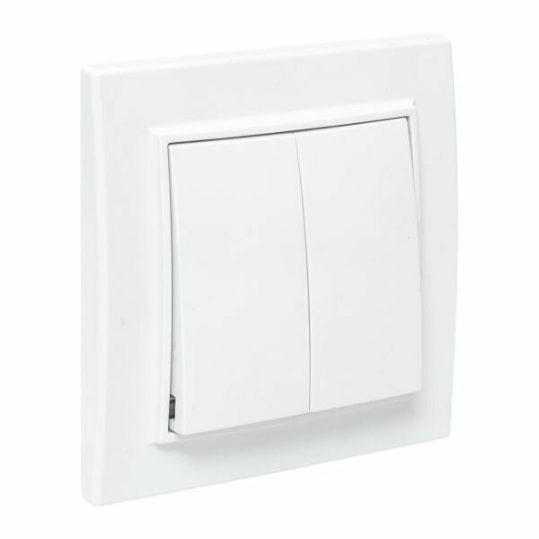 Выключатель 2-кл. СП Минск 10А IP20 бел. Basic EKF ERV10-023-10 — фото 1