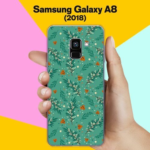 Силиконовый чехол на Samsung Galaxy A8 (2018) Узор новогодний / для Самсунг Галакси А8 2018 силиконовый чехол на samsung galaxy a8 2018 узор новогодний для самсунг галакси а8 2018