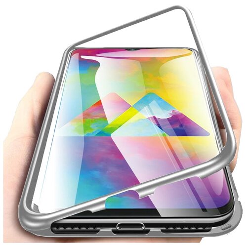 фото Чехол-бампер mypads для honor 9x pro / huawei y9s магнитный из закаленного стекла и металла с двухсторонней прозрачной крышкой металлический защитный противоударный серебристый