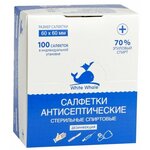 Салфетки стерильные White Whale (антисептические, спиртовые) 60х60 №100 П/М (шоубокс 100шт) - изображение