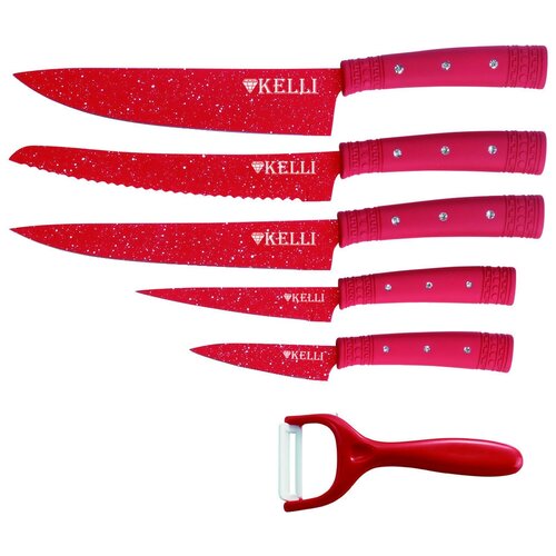 Набор кухонных ножей с антибактериальным покрытием Kelli KL-2133, 6 предметов