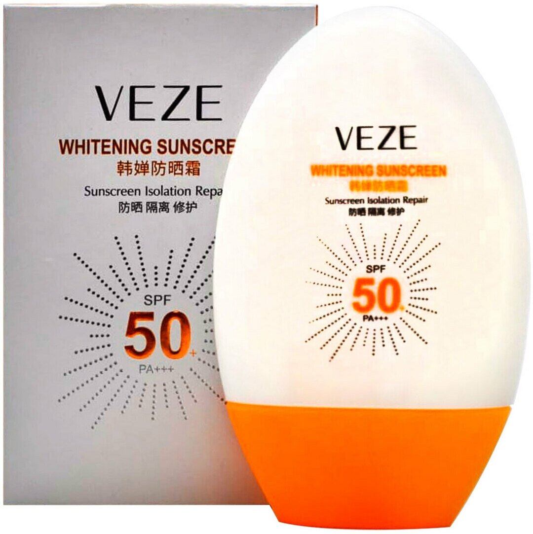 VEZE Солнцезащитный отбеливающий крем Whitening Sunscreen SPF50 глубокое Увлажнение и Защита кожи от солнечных лучей PA++