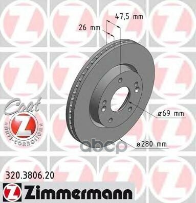 Диск Тормозной (Цена За 1 Шт.) Zimmermann арт. 320.3806.20