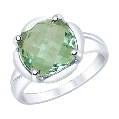 фото Кольцо кольцо из серебра 92011780 92011780 серебро, 925 проба, родирование, кварц, размер 19.5, зеленый dragomarket