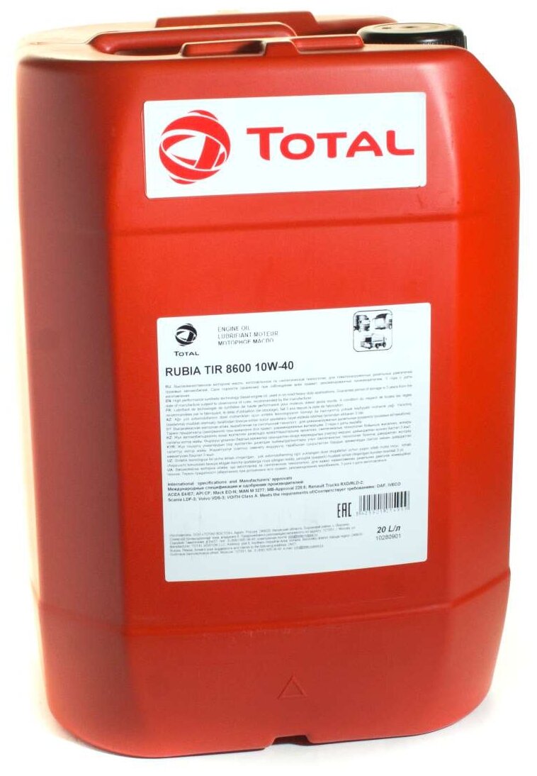 Синтетическое моторное масло TOTAL Rubia TIR 8600 10W40