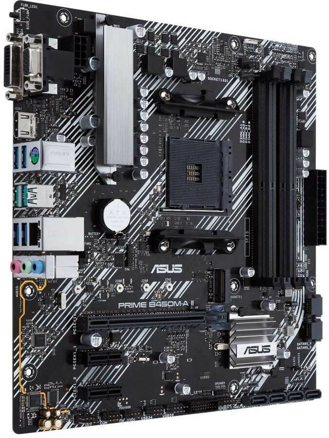 Asus Материнская плата Asus PRIME B450M-A II RTL Soc-AM4 AMD B450 4xDDR4 mATX AC`97 8ch(7.1) GbLAN RAID+VGA+DVI+HDMI