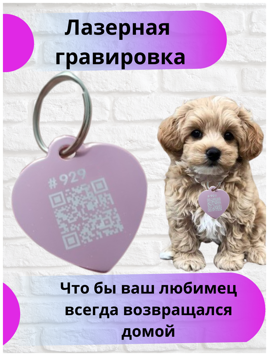 Адресник- брелок на ошейник с QR кодом для собак и кошек - фотография № 2