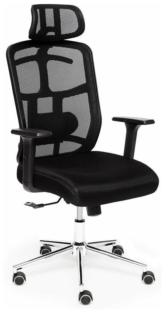 Кресло компьютерное Mesh-6, Цвет обивки: черный, Цвет корпуса: хром