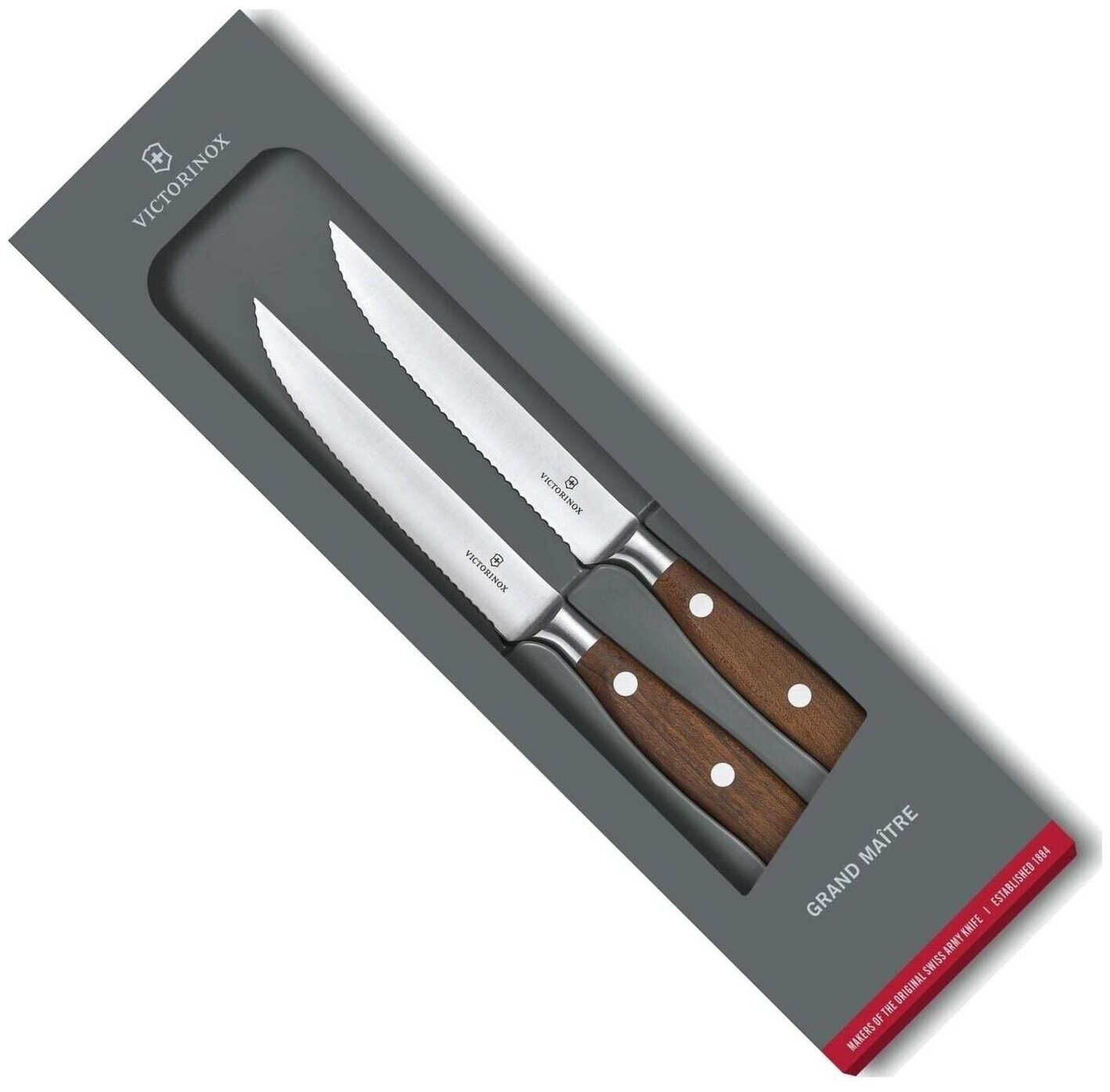 Набор из 2-х ножей для стейка Victorinox Grand Maitre Steak 7.7240.2W кованые, лезвие 12 см с волнистой заточкой