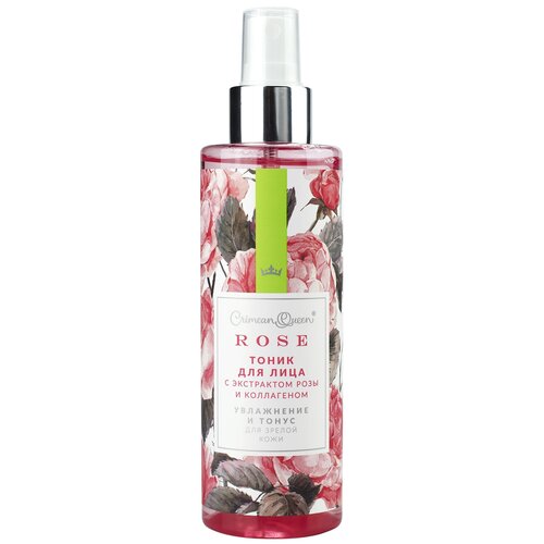 Crimean Queen Тоник Увлажнение и тонус с экстрактом розы и коллагеном для зрелой кожи, 200 мл