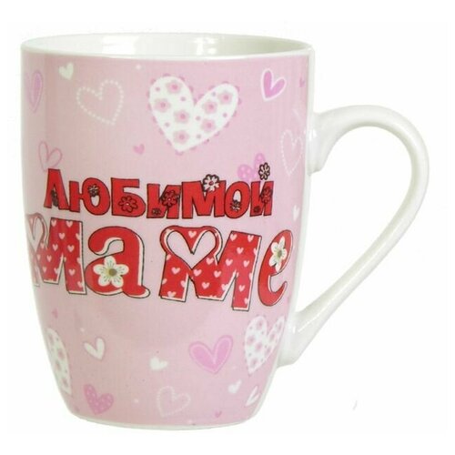 Кружка керамика с ложкой Любимой маме, 340 мл