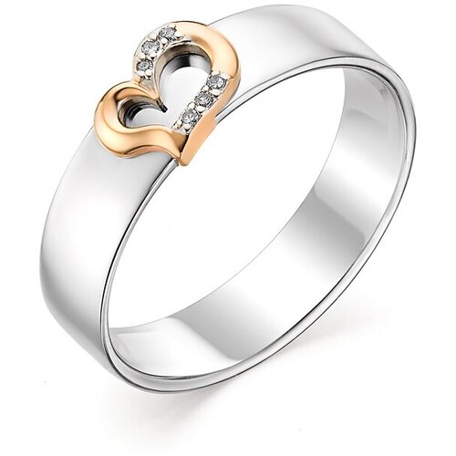 фото Серебряное кольцо алькор с золотой накладкой и бриллиантом 01-0656/000б-00 diamant-online