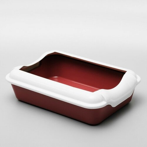 Пижон Туалет с бортом Бэлла, 37 х 27 х 11,5 см, красный/темно-красный туалет для животных пижон айша с бортом 53х39х21 см красный