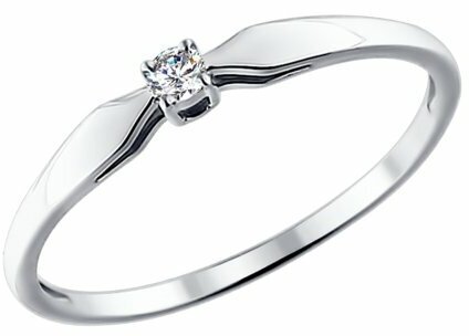 Кольцо помолвочное Diamant online, белое золото, 585 проба, бриллиант