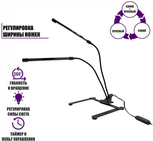 Фитолампа светодиодная F2P-NP для растений с зажимом и настольной подставкой, 2 панели