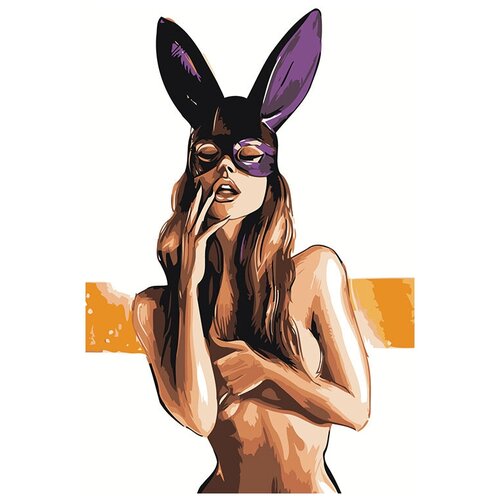 фото Картина по номерам "девушка в маске зайчика", 40x60 см живопись по номерам