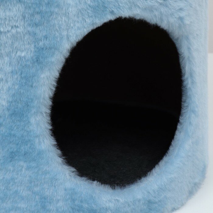 Домик с когтеточкой круглый, джут, 35 х 35 х 64 см, голубой - фотография № 5