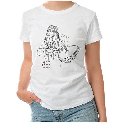 Женская футболка «Женщина шаман.» (2XL, белый)