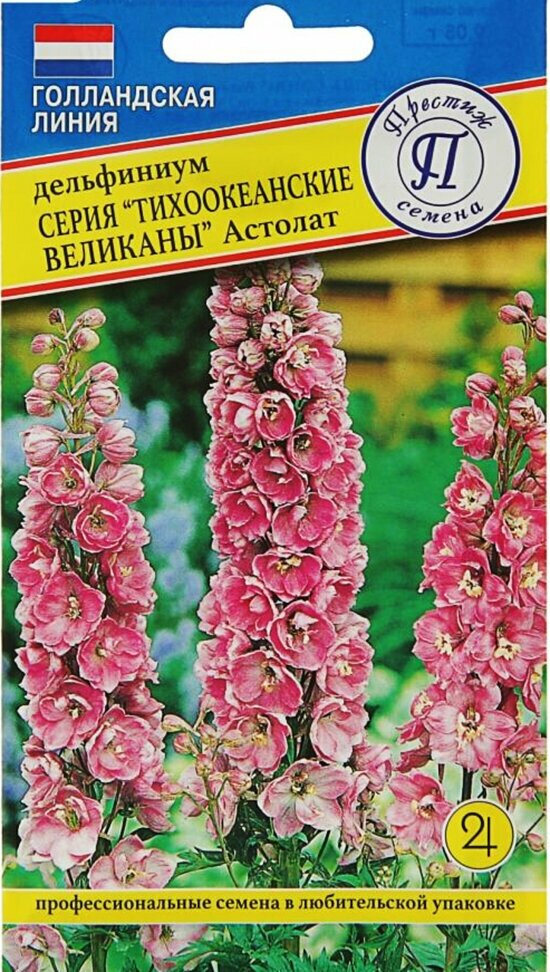 Дельфиниум снрия Тихоокеанские великаны Астолат. Семена. Крупные полумахровые цветки до 7 см. в диаметре собраны в мощные колосовидные соцветия