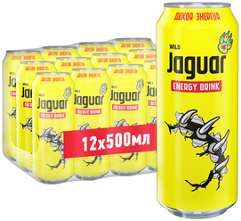Энергетический напиток Jaguar Wild тропические фрукты, 0.5 л, 12 шт.