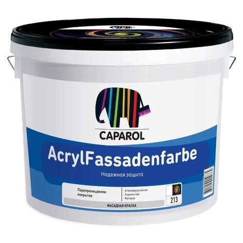фасадная водоразбавляемая краска caparol acryl fassadenfarbe bas 1 Краска акриловая Caparol AcrylFassadenfarbe матовая бесцветный 9.4 л 13.4 кг