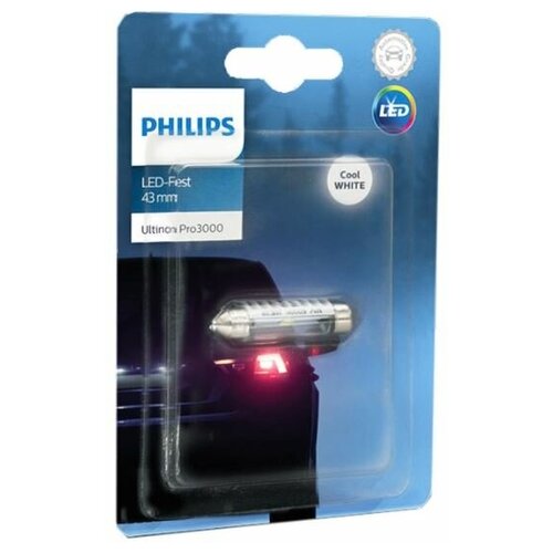 фото Лампа светодиодная fest t10,5x43 12v-led 0,6w (sv8,5) 6000k ultinon pro3000 philips