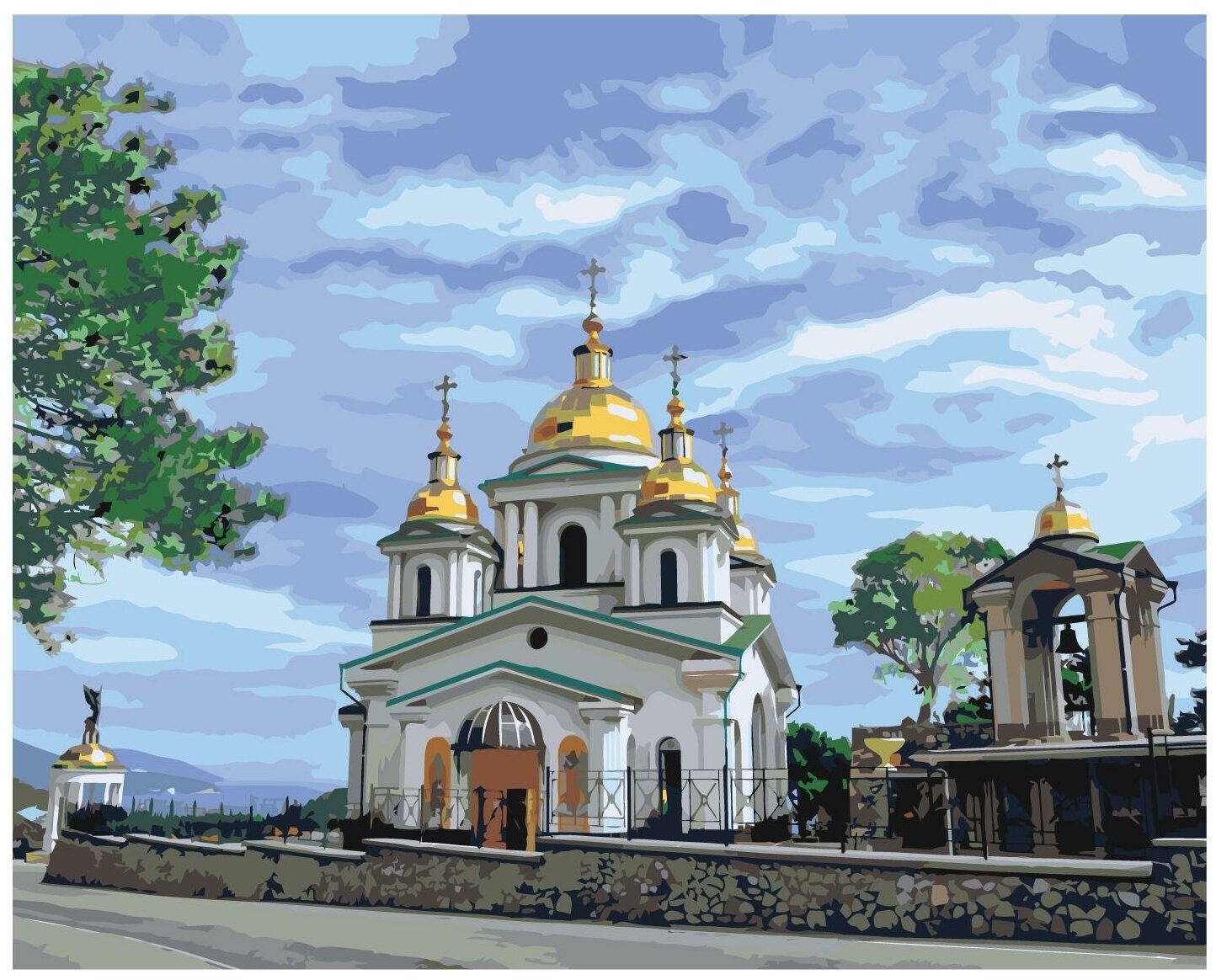 Храм Святого архистратига Михаила в Крыму Раскраска картина по номерам на холсте