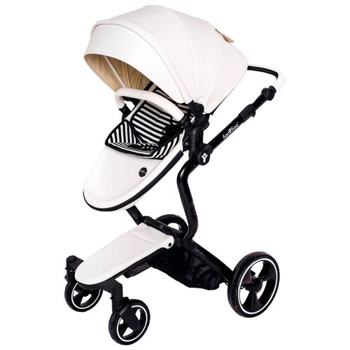 Коляска детская трансформер 2 в 1 Luxmom A68 (FooFoo Vinng) от 0 до 3 лет, Черная