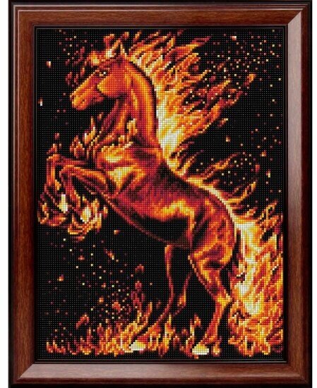 Картина стразами Алмазная Живопись АЖ-1850 Огненный конь 30*40см