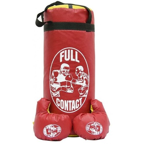 фото Набор для бокса детский с перчатками / боксерский набор full contact / средний, высота 40 см / красный без бренда