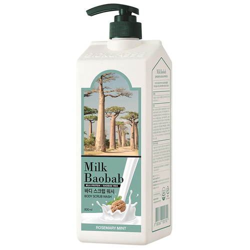 Гель для душа с отшелушивающим эффектом Milk Baobab Body Scrub Wash Rosemary Mint 800 мл