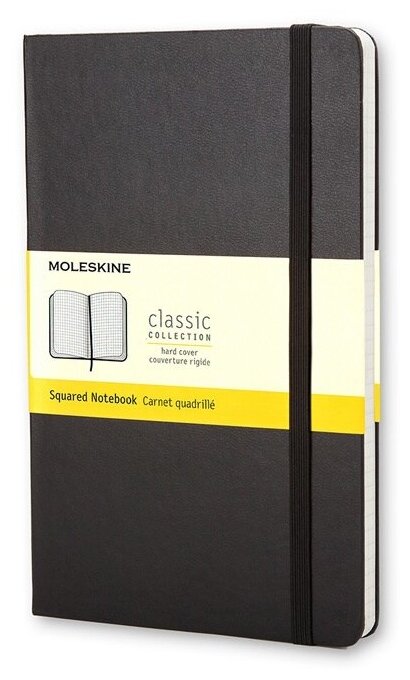 Записная книжка Moleskine Classic (в клетку) в твердой обложке, Large (13х21см), черный